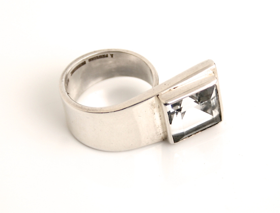 Wedding Rings, "Rare" Original Vintage Ring Handmade Sterling Silver 925s & Rock Crystal Designed by Rey Urban for Å. Fausing Denmark Size UK. H at Grasilver.com, buy Wedding Rings, engement rings, cocktail party rings, bridesmaid ring, rings wedding, wedding ring